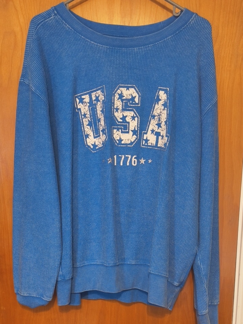 Maurices Blue Scoop-Neck USA Graphic Sweatshirt